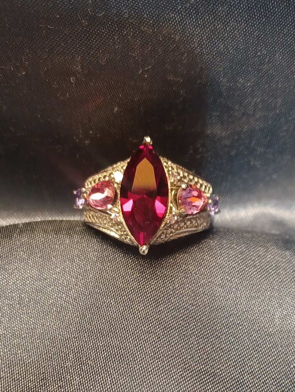 Sparkling Marquise Red, Pink and Purple Stone Cocktail Ring - Women Jewelry